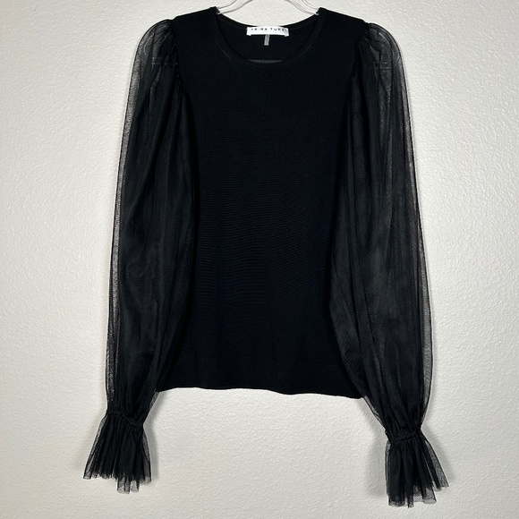 Trina Turk Sweaters - Trina Turk size M Rhea 2 sweater black 100% Merino wool mesh long sleeves
